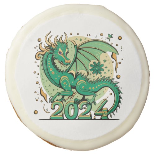 Green Wood Dragon Symbol 2024 Chinese Sugar Cookie