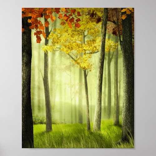 Green Wood Forest Summer Tree Leaves Poster