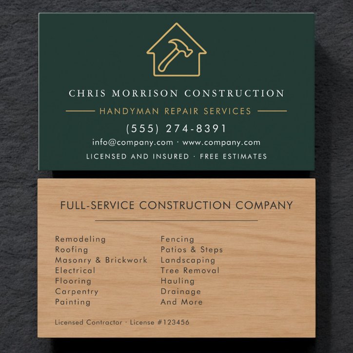 Green Wood Grain Handyman Business Card