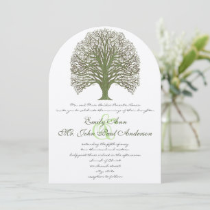 Green Wood Grain Tree Wedding Invitation