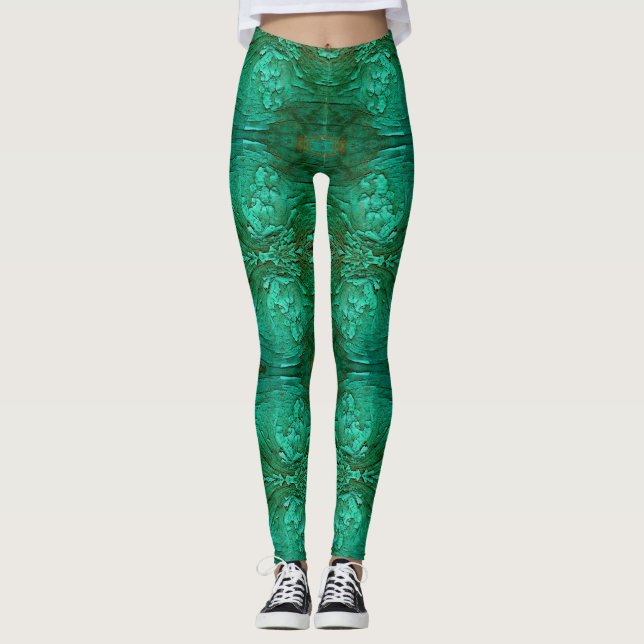 Green wood leggings. leggings (Front)