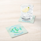 Green Wood Look Fish Custom Paper Coasters