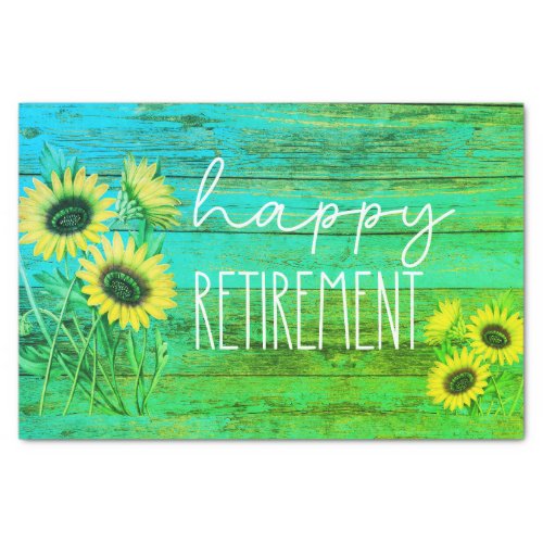 Green Wood Sunflowers Happy Retirement Tissue Paper