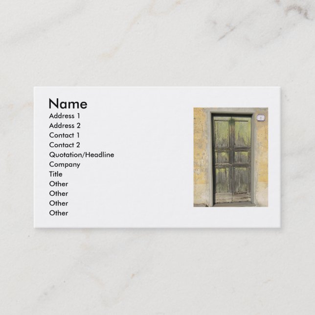 Green Wooden Door Business Card (Front)