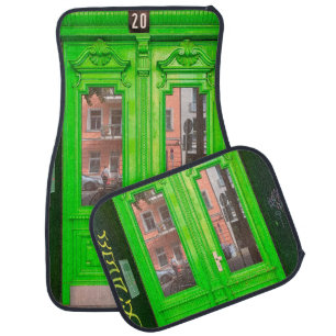 GREEN WOODEN GLASS DOOR CAR FLOOR MAT