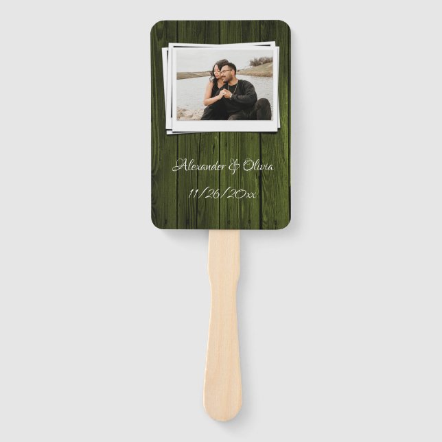 Green Wooden Photo Hand Fan (Front)