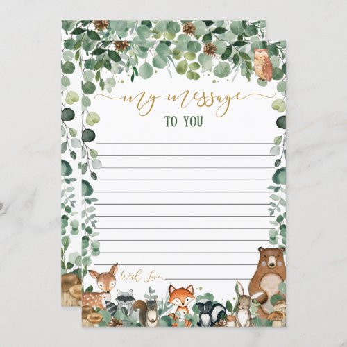 Green Woodland Animals Time Capsule Message Cards