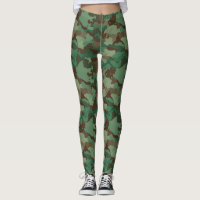 Green  Woodland Army Camouflage Leggings