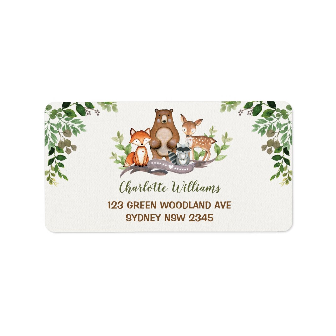 Green Woodland Baby Animals Forest Return Address Label Zazzle