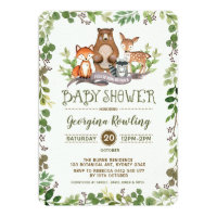 Green Woodland Baby Shower Invitation Forest