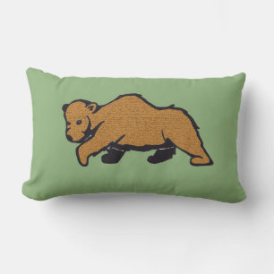 Green Woodland Brown Bear Lumbar Pillow