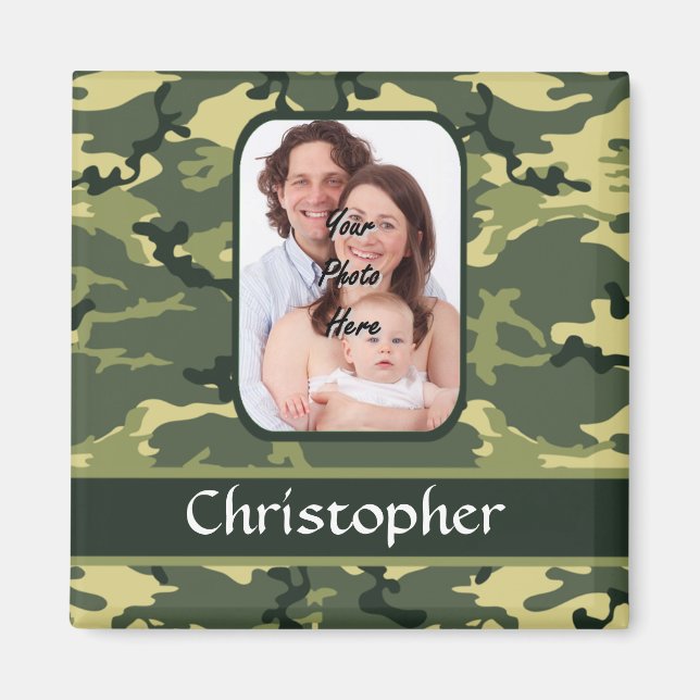 Green woodland camouflage pattern magnet (Front)