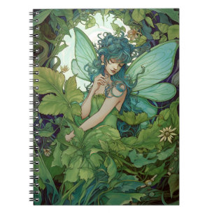 Green Woodland Fairy Fantasy Art Notebook