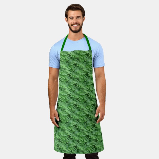 Green Woodland Ferns Nature Pattern    Apron (Worn)