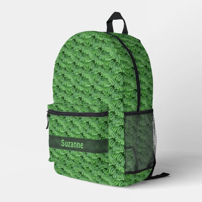 Green Woodland Ferns Nature Personalized    Printed Backpack (Back Corner Right)