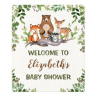 Green Woodland Forest Baby Animals Welcome Poster