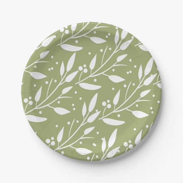 Green Woodland Forest Baby Shower Plates (Front)