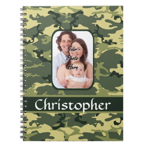 Green woodland forest camouflage notebook