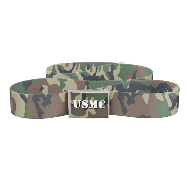 Green Woodland Military Camouflage Pattern Belt (Zig-Zag)