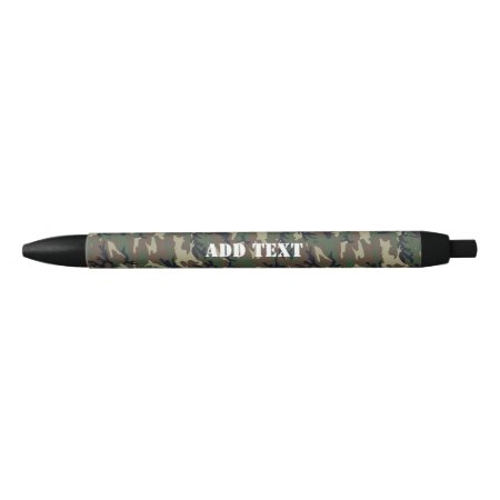 Green Woodland Military Camouflage Pattern Blue Ink Pen