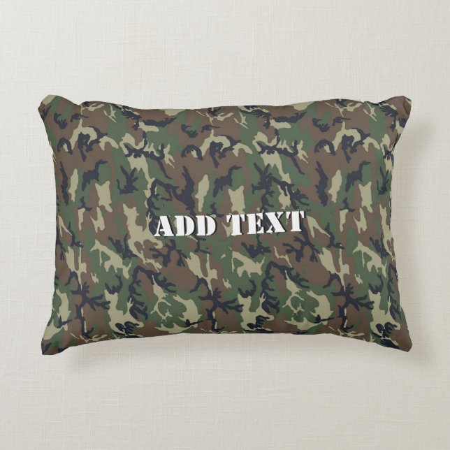 Green Woodland Military Camouflage Pattern Decorative Pillow (Front)