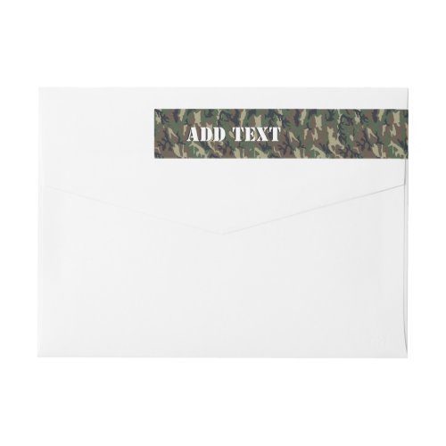 Green Woodland Military Camouflage Pattern Wrap Around Label