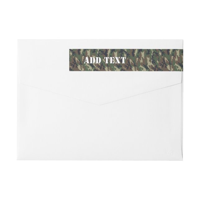 Green Woodland Military Camouflage Pattern Wrap Around Label (Back)