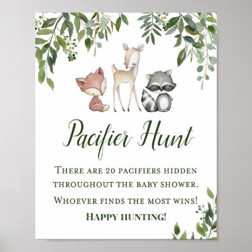 Green Woodland Table Game Sign _ Pacifier Hun 8x10