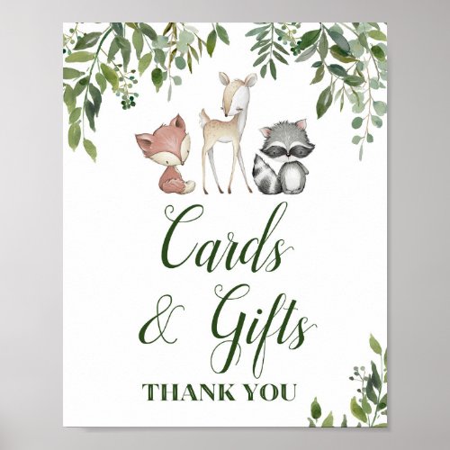 Green Woodland Table Sign _ Cards and Gifts 8x10