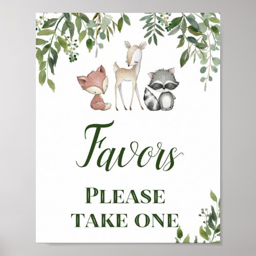 Green Woodland Table Sign _ Favors Sign 8x10