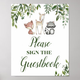 Green Woodland Table Sign - Guestbook 8x10