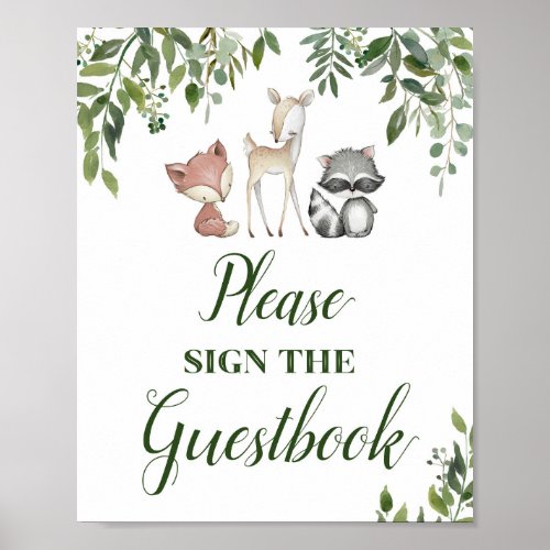 Green Woodland Table Sign _ Guestbook 8x10