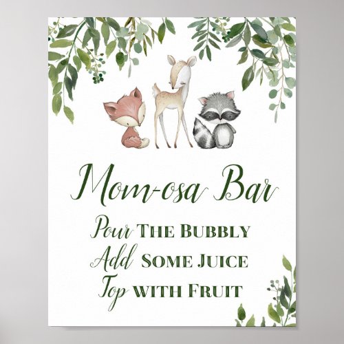 Green Woodland Table Sign _ Momosa Bar Sign 8x10