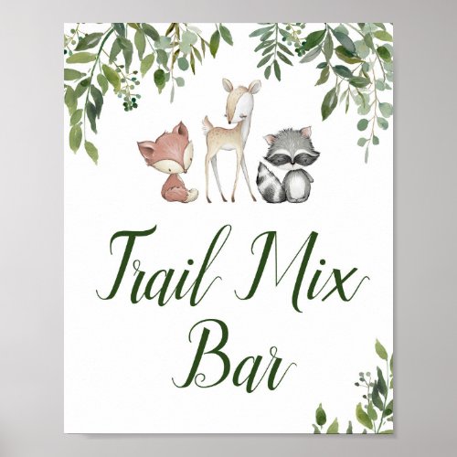 Green Woodland Table Sign _ Trail Mix Bar 8x10