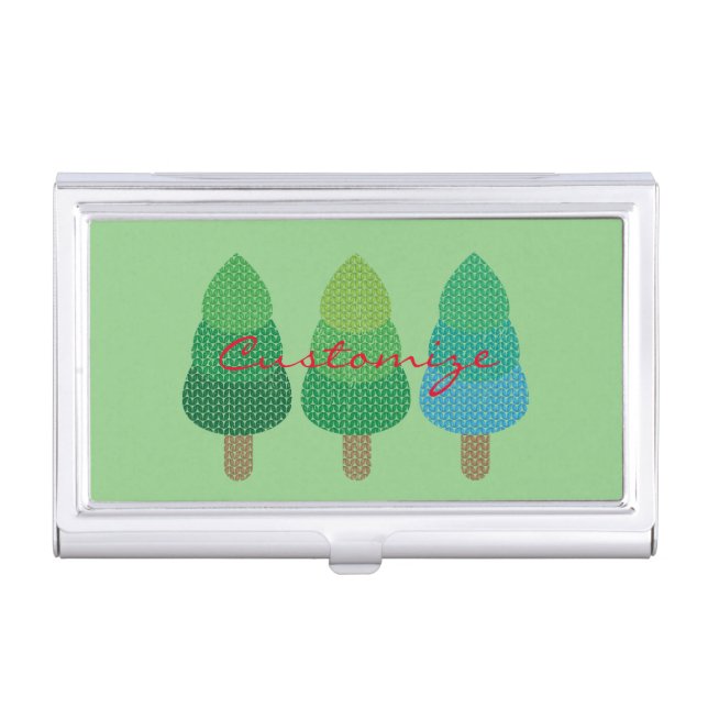 Green Woodland  Trees Thunder_Cove  Business Card Case (Front)