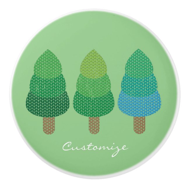 Green Woodland  Trees Thunder_Cove Ceramic Knob (Front)