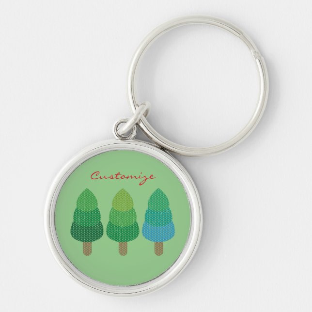 Green Woodland  Trees Thunder_Cove Keychain (Front)