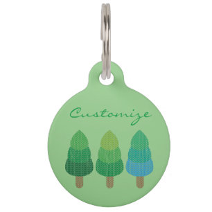 Green Woodland Trees Thunder_Cove Pet ID Tag