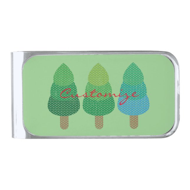 Green Woodland  Trees Thunder_Cove  Silver Finish Money Clip (Front)