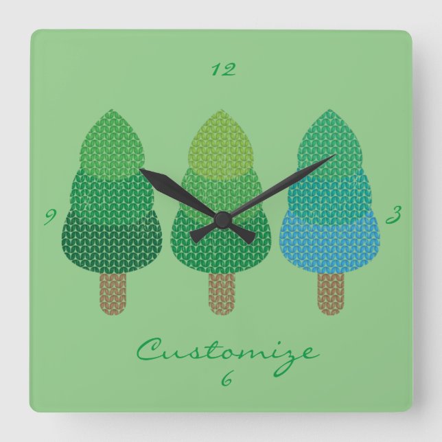 Green Woodland  Trees Thunder_Cove  Square Wall Clock (Front)