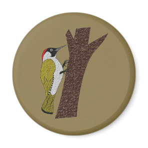 Green Woodpecker Illustration Magnet