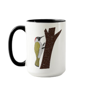 Green Woodpecker Illustration Mug