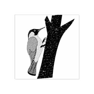 Green Woodpecker Illustration Rubber Stamp
