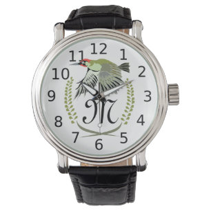 Green Woodpecker in Flight Monogram Watch