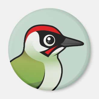 Green Woodpecker Round Magnet