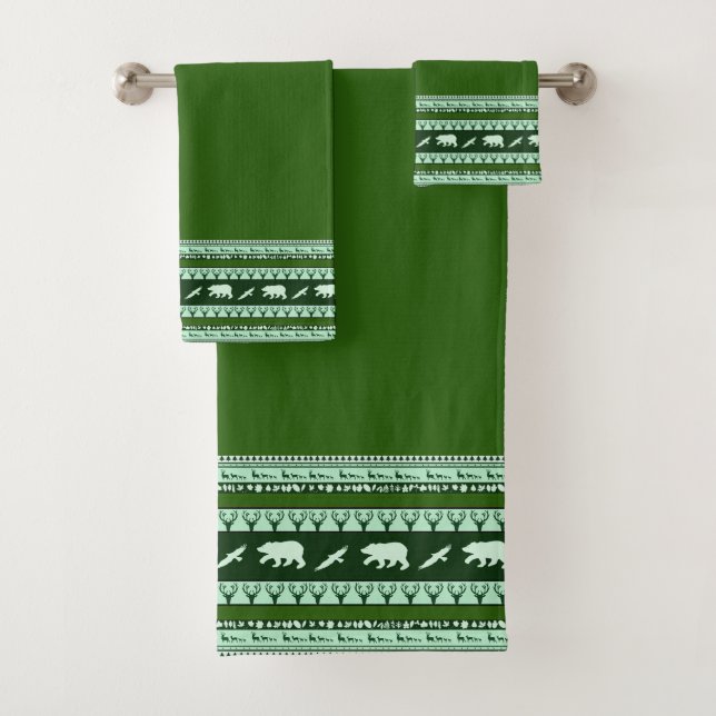 Green woods bath towel set (Insitu)