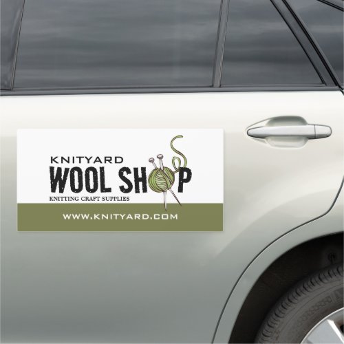 Green Wool Shop Logo Knitting Store Yarn Store Car Magnet
