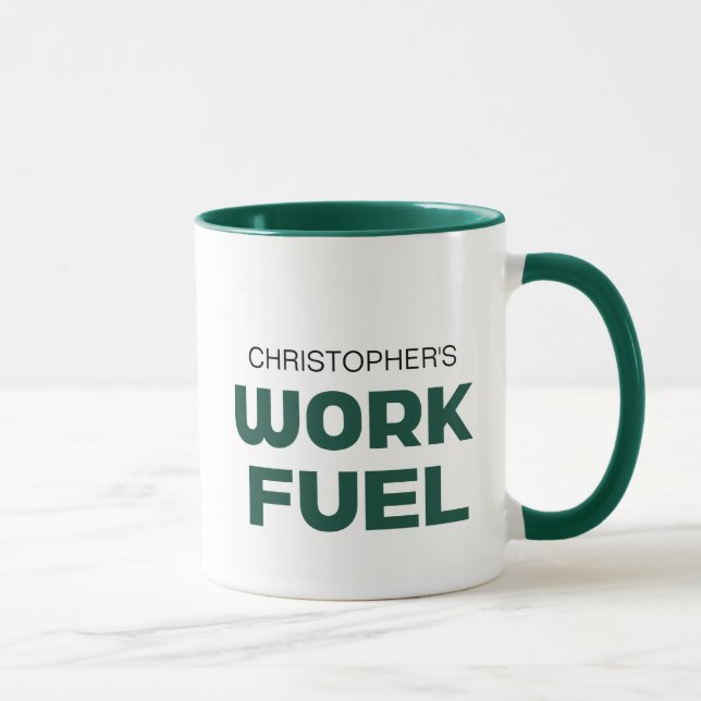 Green WORK FUEL Custom Name Mug (Right)