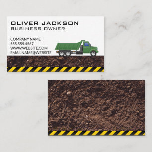 Green Work Truck Construction   Dirt  Business Card