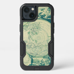 Green World Aged Map Black Burnt iPhone 13 Case